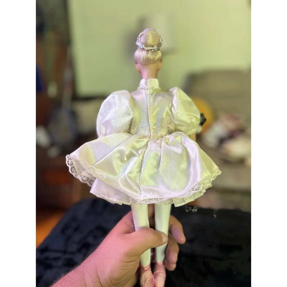 Vintage Porcelain Ballerina Doll with Nutcracker 16 inch Holiday Decor Cream Lac